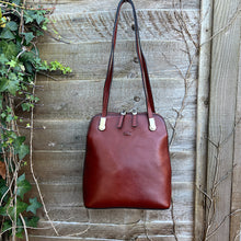 Load image into Gallery viewer, Cognac 2 in One &#39;Caterina&#39; Italian Leather Shoulder Bag &amp; Backpack (front)
