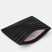 Load image into Gallery viewer, Black Slim Leather Card Holder (top open)
