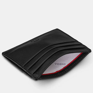 Black Slim Leather Card Holder (top open)