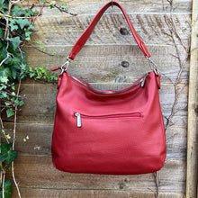 Load image into Gallery viewer, Rust Large Soft Front Zip Pocket &#39;Sari&#39; Shoulder Bag (back)
