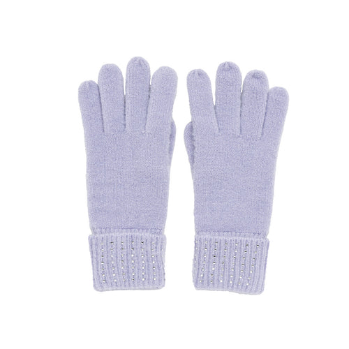 Lilac Ribbed Gloves with Rhinestone detail on cuff