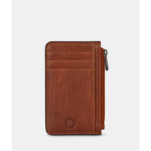 Brown Zip Top Morton Leather Card Holder (side)