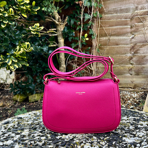 Raspberry Crossbody Bag with Wide Adjustable Strap