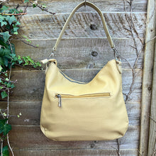 Load image into Gallery viewer, Mustard Large Soft Front Zip Pocket &#39;Sari&#39; Shoulder Bag (back)
