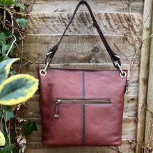 Load image into Gallery viewer, Chocolate &#39;Allegra&#39; Italian Leather Tote Bag (back)
