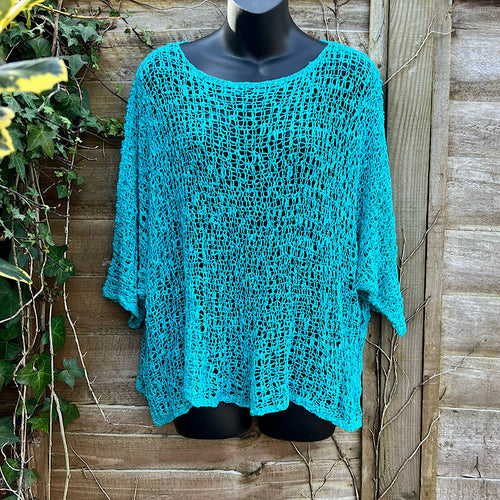 Breezy Aqua Bohemian Popcorn Cover Up