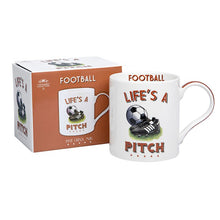 Load image into Gallery viewer, &#39;Life&#39;s A Pitch&#39; Football Sports Mug (boxed)
