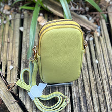 Load image into Gallery viewer, Lime Green Double Zip Phone Bag By David Jones (back)
