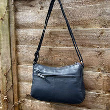 Load image into Gallery viewer, Classic Navy Leather &#39;Liv&#39; Shoulder Bag (back)
