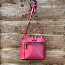 Load image into Gallery viewer, Small Fuchsia &quot;Giulia&quot; Italian Leather Crossbody Bag (back)
