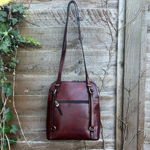 Load image into Gallery viewer, Brown 2-in-One &#39;Caterina&#39; Italian Leather Shoulder Bag &amp; Backpack (back)
