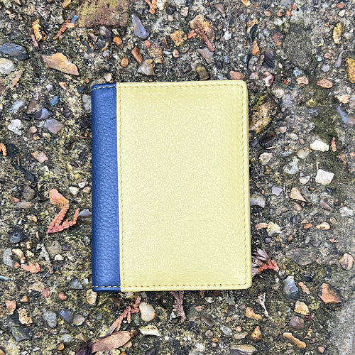 Lime & Navy Soft Leather Credit Card Holder (closed)