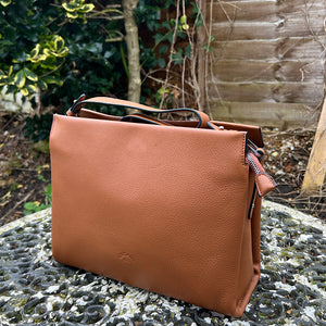 Soft Cognac Italian Leather 'Cecilia' Shoulder Bag