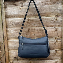 Load image into Gallery viewer, Classic Navy Leather &#39;Liv&#39; Shoulder Bag (front)
