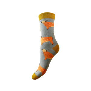 Luxurious Ladies Bamboo Socks | Highland Cow