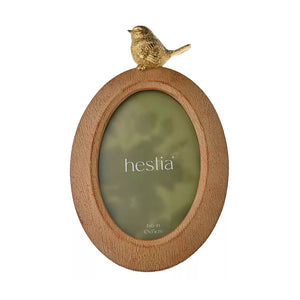 Golden Bird Oval Wood Effect 4" x 6" Photo Frame