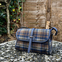 Load image into Gallery viewer, Navy Tartan Look Satchel Bag (front)
