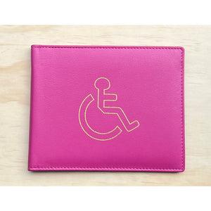 Pink Leather Disabled Badge Holder