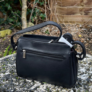 Black Classic 'Brenda' Leather Crossbody Bag (back)
