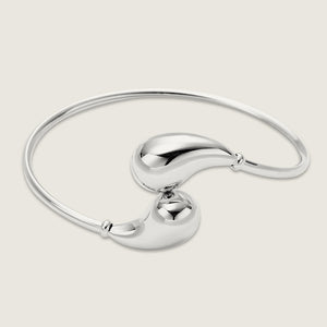 Flexible White Gold Plated Tear Drop Stainless Steel Bangle