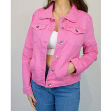 Load image into Gallery viewer, Candy Pink Denim Jacket (front)
