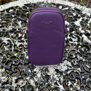 Purple Double Zip Phone Bag By David Jones