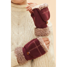 Load image into Gallery viewer, Burgundy Mittens Turn Fingerless Gloves By Powder (on model)
