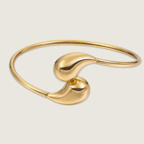 Flexible 18K Gold Plated Tear Drop Bangle