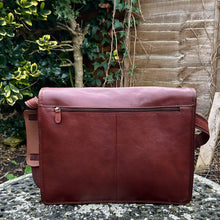 Load image into Gallery viewer, Chestnut Messenger Italian Leather Bag (back)
