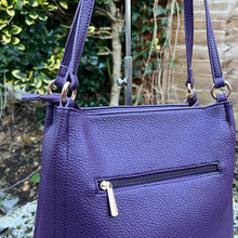 Load image into Gallery viewer, Purple Twin Handle Tote Bag with Tassel Charm (back zip pocket)
