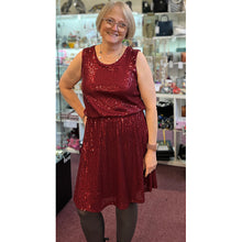 Load image into Gallery viewer, Wine Puff Body Sequin Dress (without Jacket)
