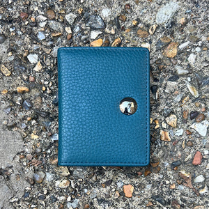 Teal Leather Credit Card Holder (closed)