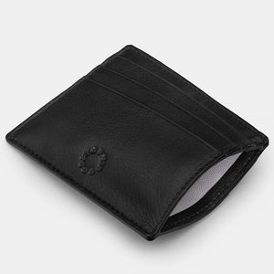 Black Slim Leather Card Holder (side open)