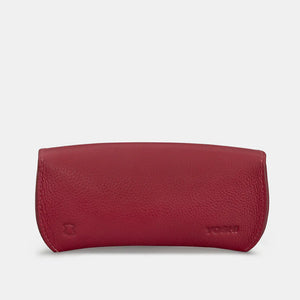 Atlantic Cherry Red Leather Glasses Case (back)