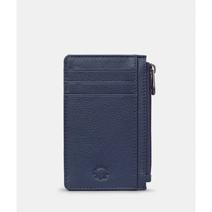 Navy Zip Top Morton Leather Card Holder (side)