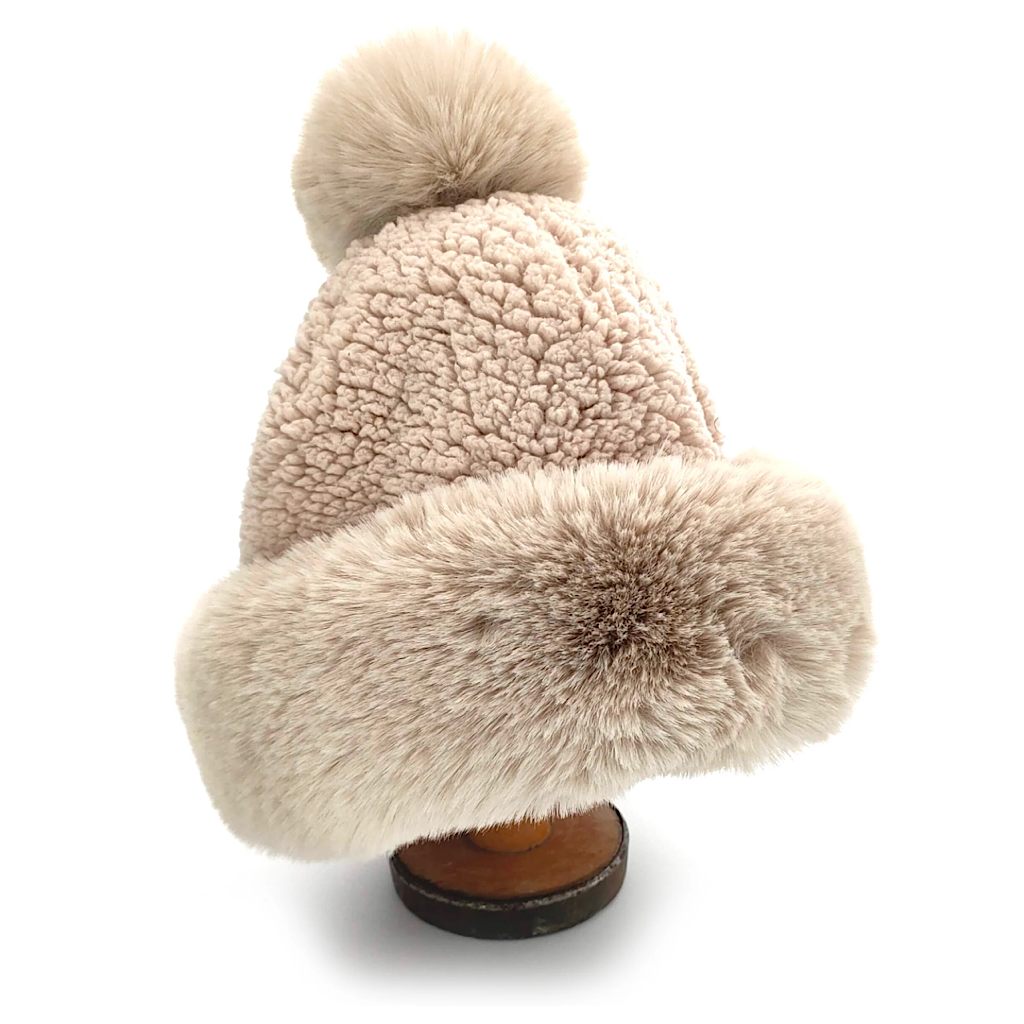 Cream fur bobble hat on sale