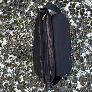 Black Metallic Satchel Bag