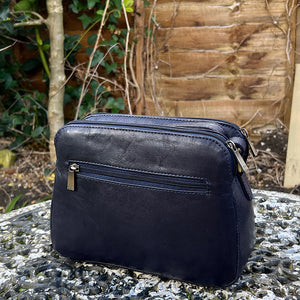 Classic Navy Leather 'Darcie' Crossbody Bag (back)