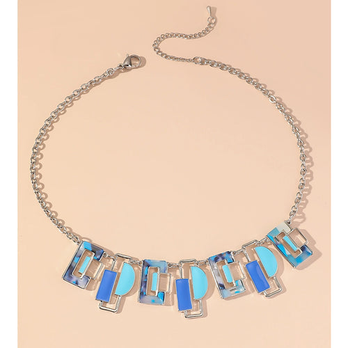 Blue Fantasy Enamelled Stainless Steel Necklace
