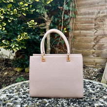 Load image into Gallery viewer, Small Oatmeal Beige &#39;Alison&#39; Grab Bag (back)
