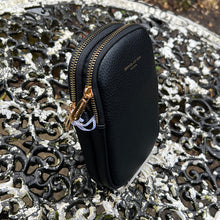 Load image into Gallery viewer, Black Double Zip Phone Bag By David Jones (side)
