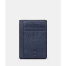 Load image into Gallery viewer, Navy Leather Card Holder with ID Window by Yoshi (front)
