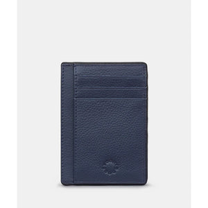 Navy Leather Card Holder with ID Window by Yoshi (front)