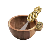 Load image into Gallery viewer, Pineapple Dip Bowl And Spreader Set (inside)
