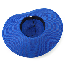 Load image into Gallery viewer, Bright &amp; Bold Wide Brim Foldable Hat | Azure Blue (adjustable string)

