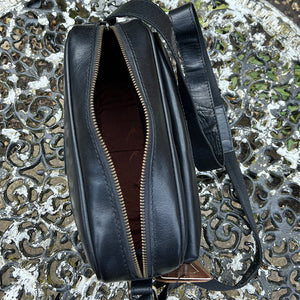 Black 'Ash' Leather Messenger Bag (open)