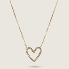 Load image into Gallery viewer, 18K Gold Plated Diamante Stainless Steel Heart Necklace
