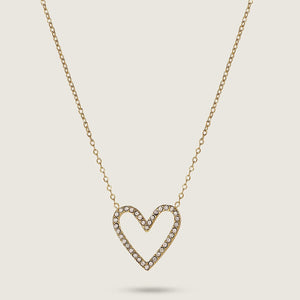 18K Gold Plated Diamante Stainless Steel Heart Necklace