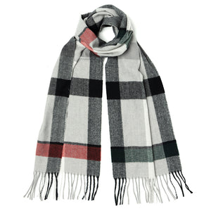 Men's Black, Ivory & Red Check Woven Scarf