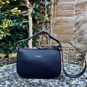 Black Crossbody Bag with Wide Adjustable Strap (front)